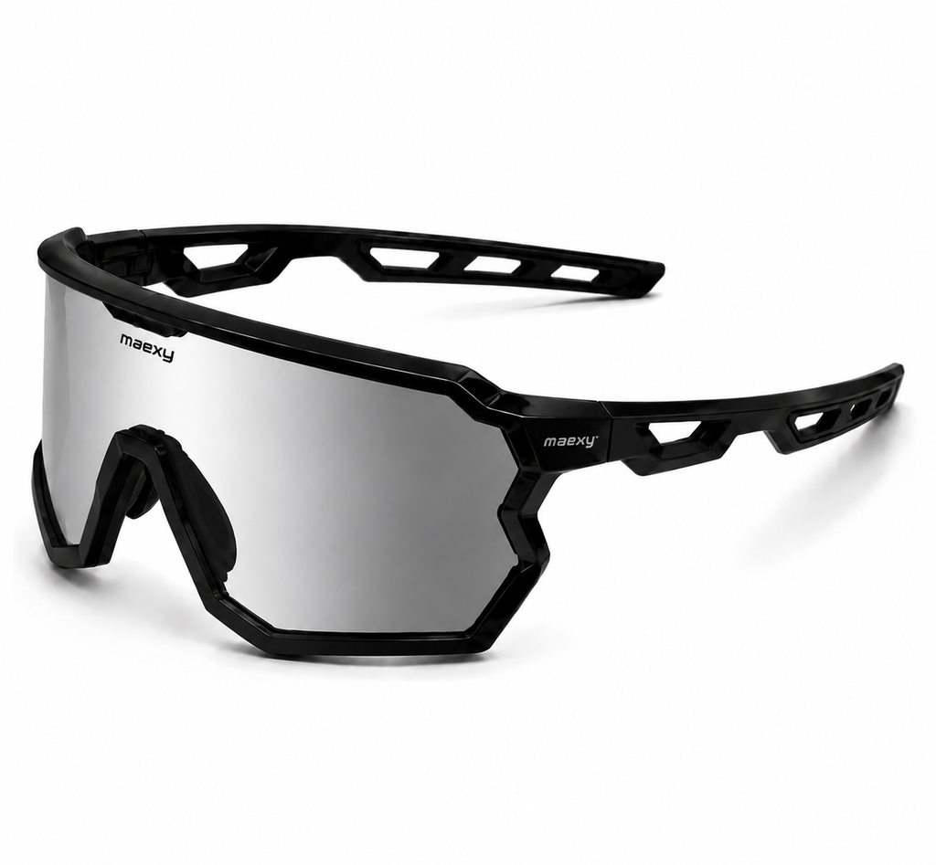[EW-SP-PC-SHI-BLK-001] Maexy® Shift | Eyewear | Sports | Jet-Black - Gloss | TR90-Frame |  PC-Lens | CAT. 3 | Smoke Mirror | Anti Fog