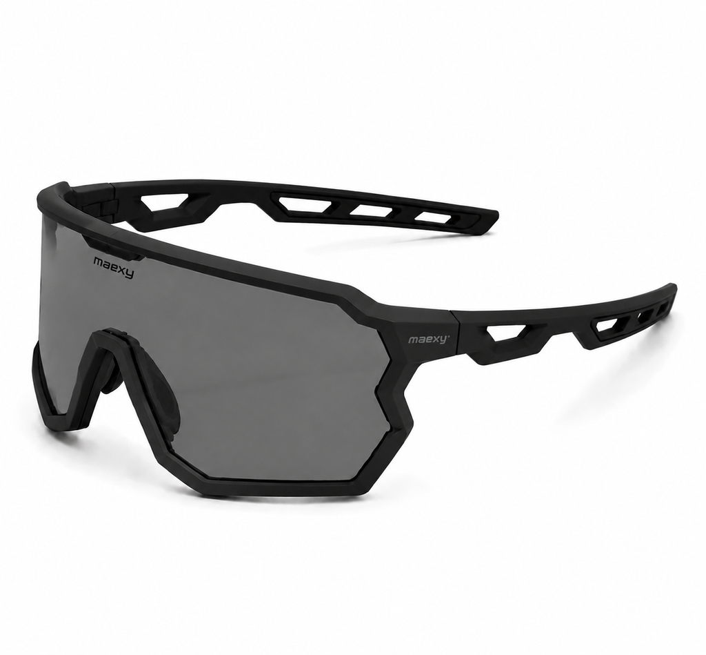 [EW-SP-PC-SMO-BLK-INTC-001] Maexy® Shift | Eyewear | Sports | Jet-Black - Matte | TR90-Frame | PC-Lens  | CAT. 3 | Smoke | Anti Fog | Interchange